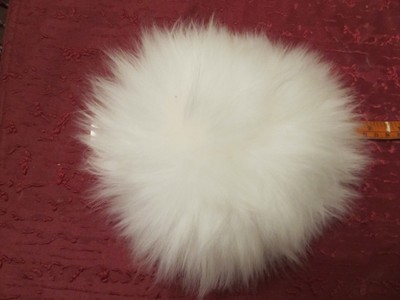 lambs wool powder puff salmon pink silk ribbon handmade in the