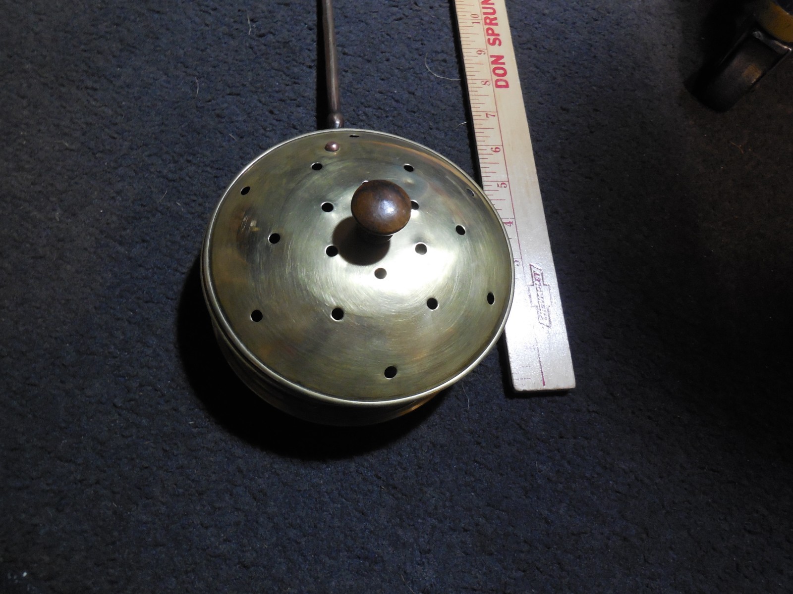 Vintage  antique Brass Fireside Popcorn Popper --Great item nice rare