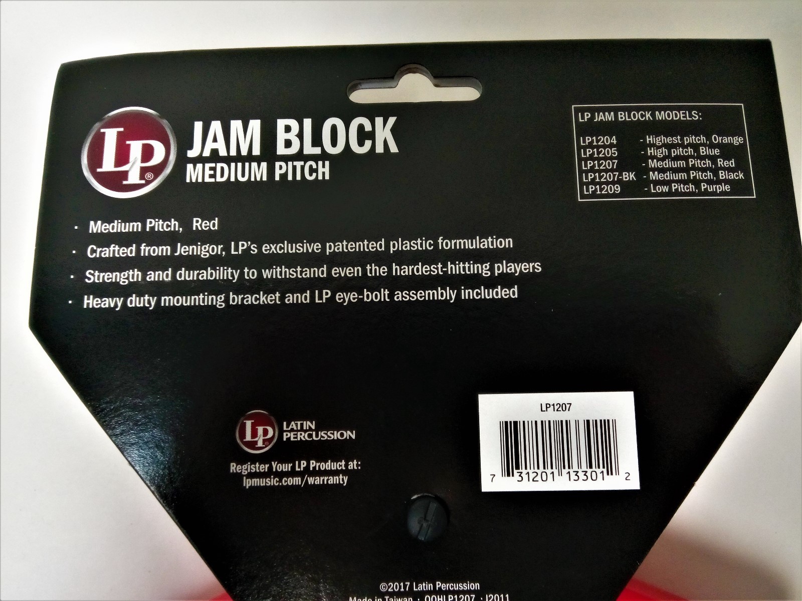 Latin Percussion LP 1207 Jam Block Medium Pitch Red Mountable