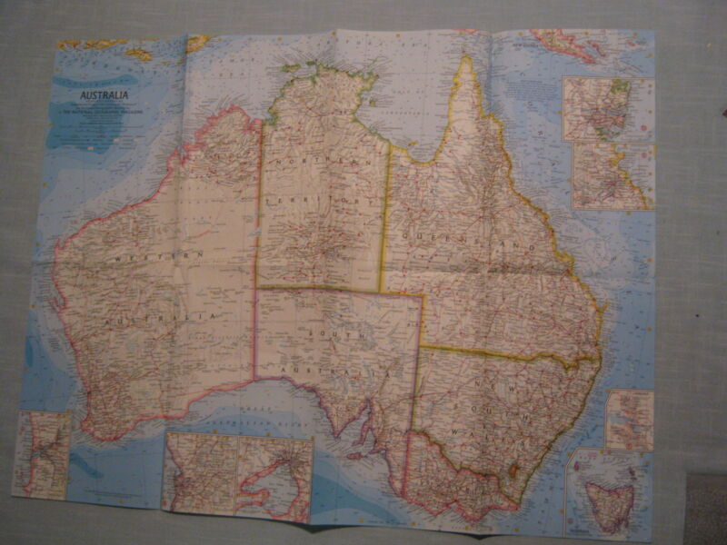 VINTAGE AUSTRALIA MAP National Geographic September 1963 