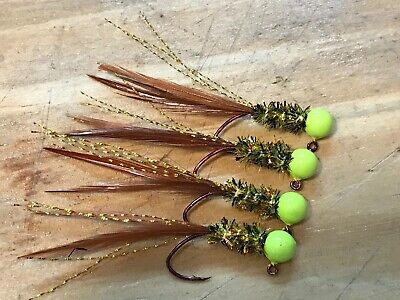 4 pack of hand tied 1//16 jigs #127-H Clear water jig Crappie and Bass