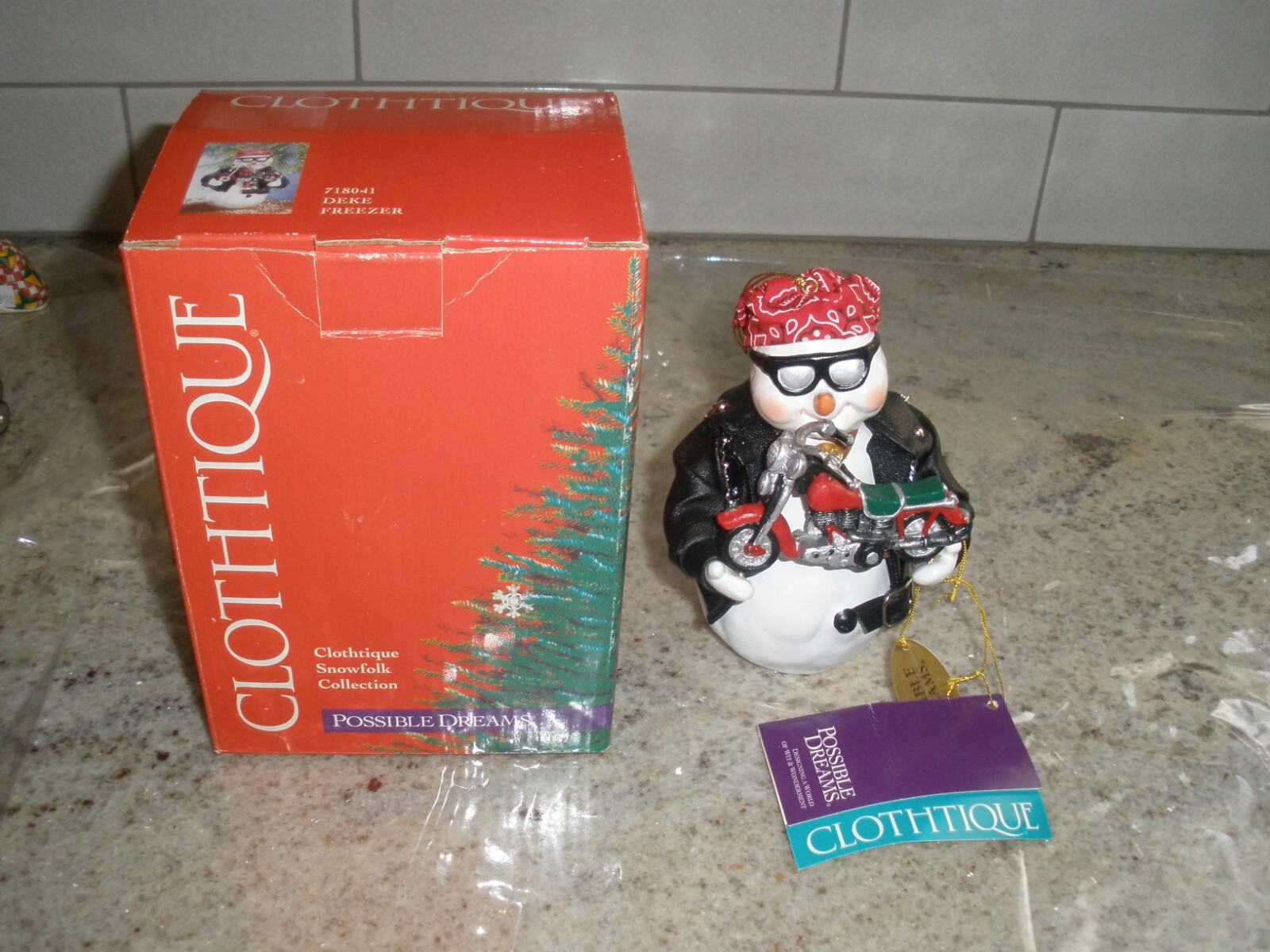 CLOTHTIQUE DEKE FREEZER SNOWMAN MOTORCYCLE WITH TAGS IN BOX