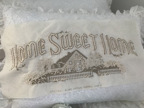 Beautiful Hand Embroidered Knot Sampler! Very well done! Shabby chic Farmhouse!