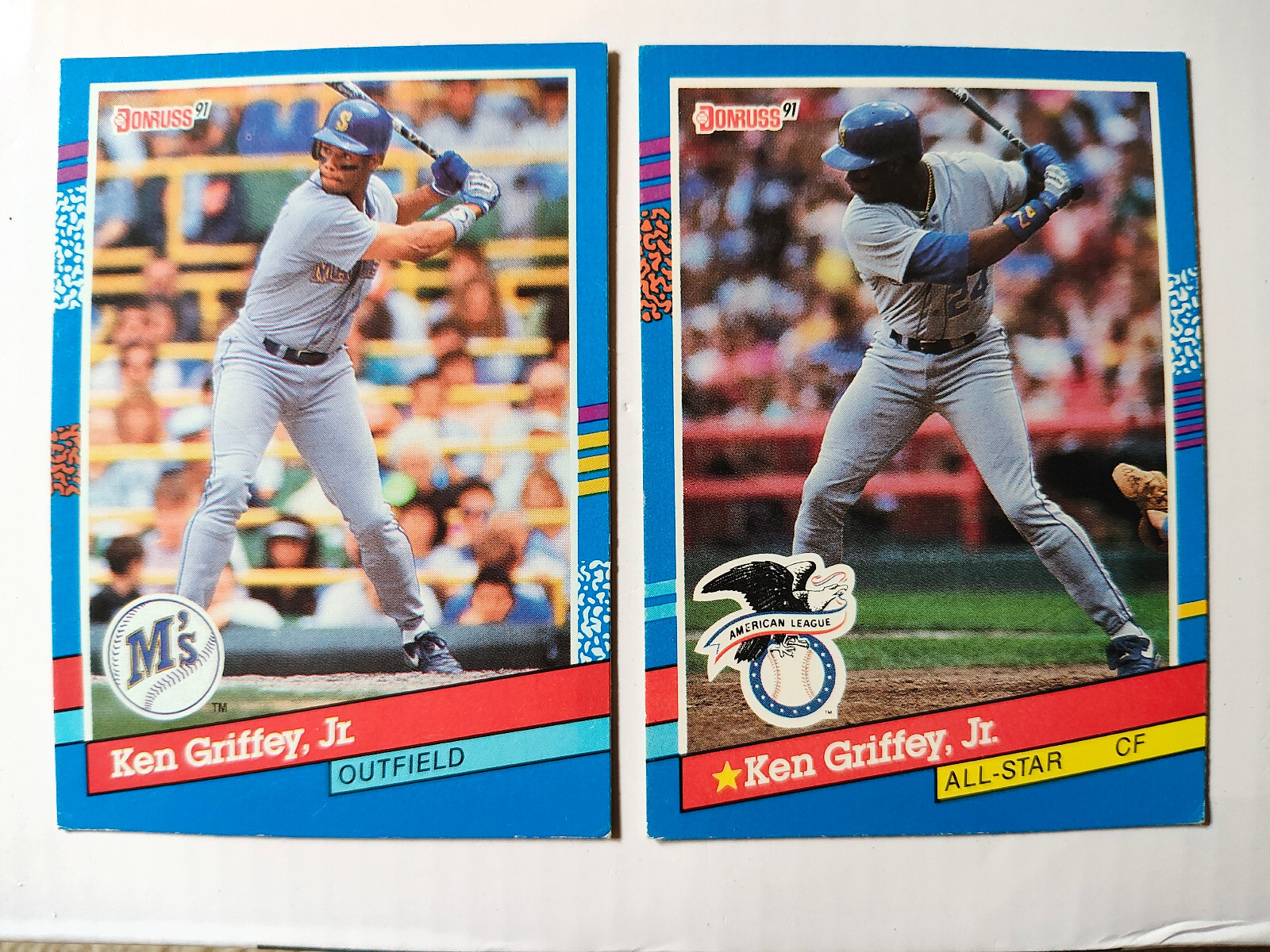 ken griffey jr donruss 91 all star card #49 error, card #77