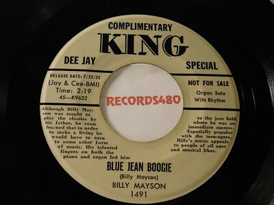 Billy Mayson PROMO 45 Blue Jean Boogie / After Hours / King 1491 (Instrumental)