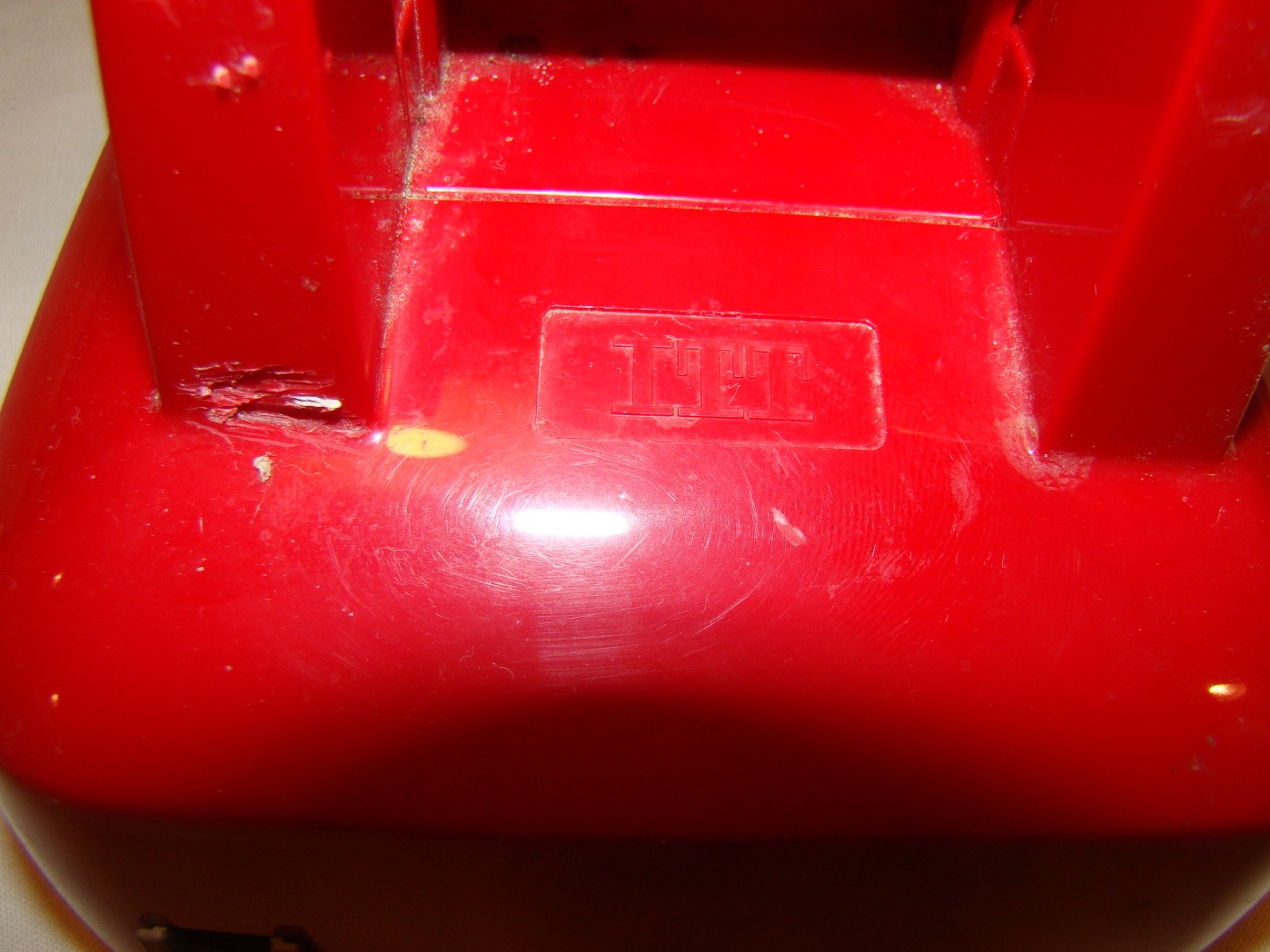 Vintage RED Push Button Touch Tone Telephone ITT Corporation Phone 1988