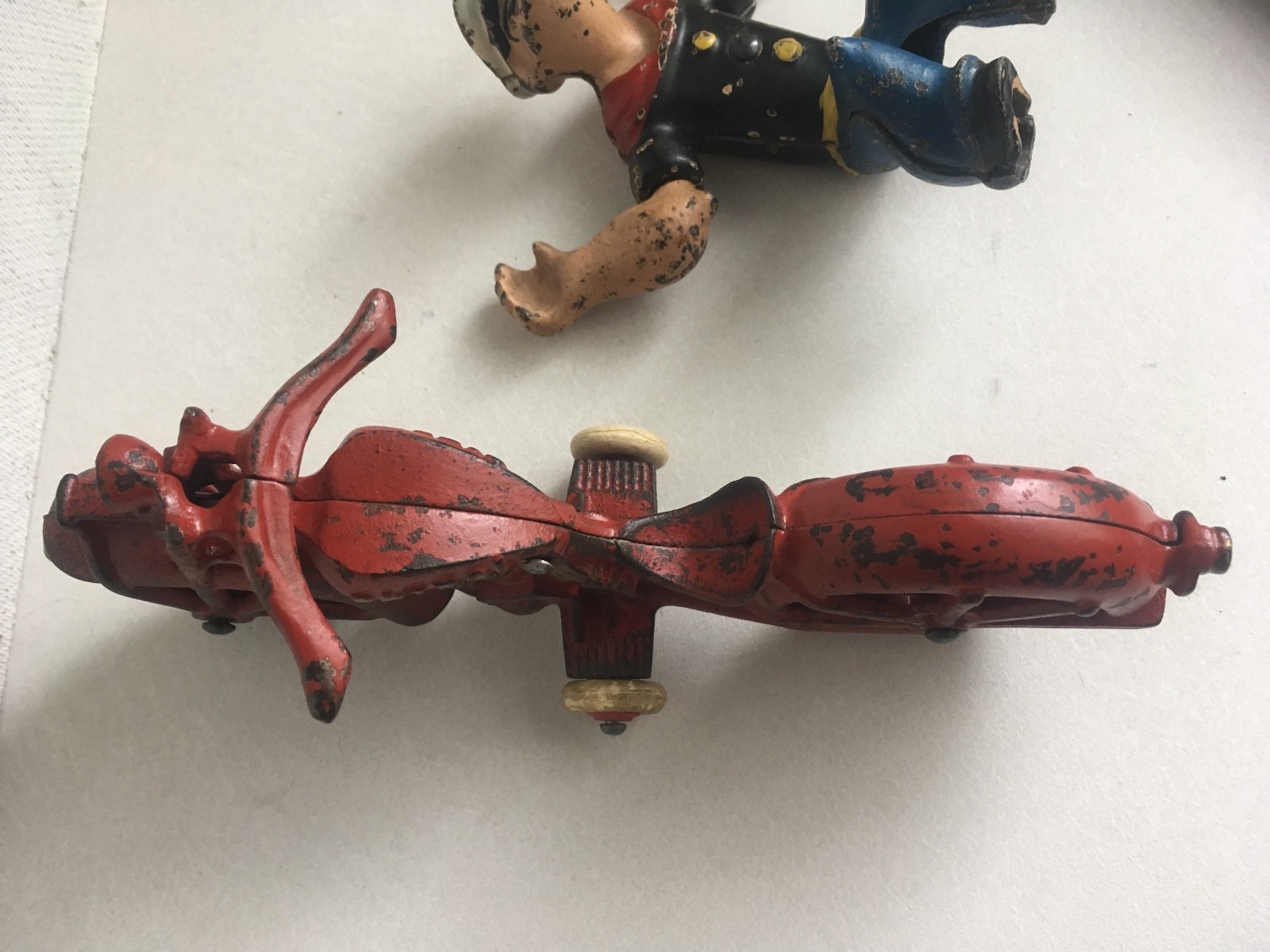 vintage HUBLEY cast iron POPEYE MOTORCYCLE 1930s toy figure patrol cycle rare