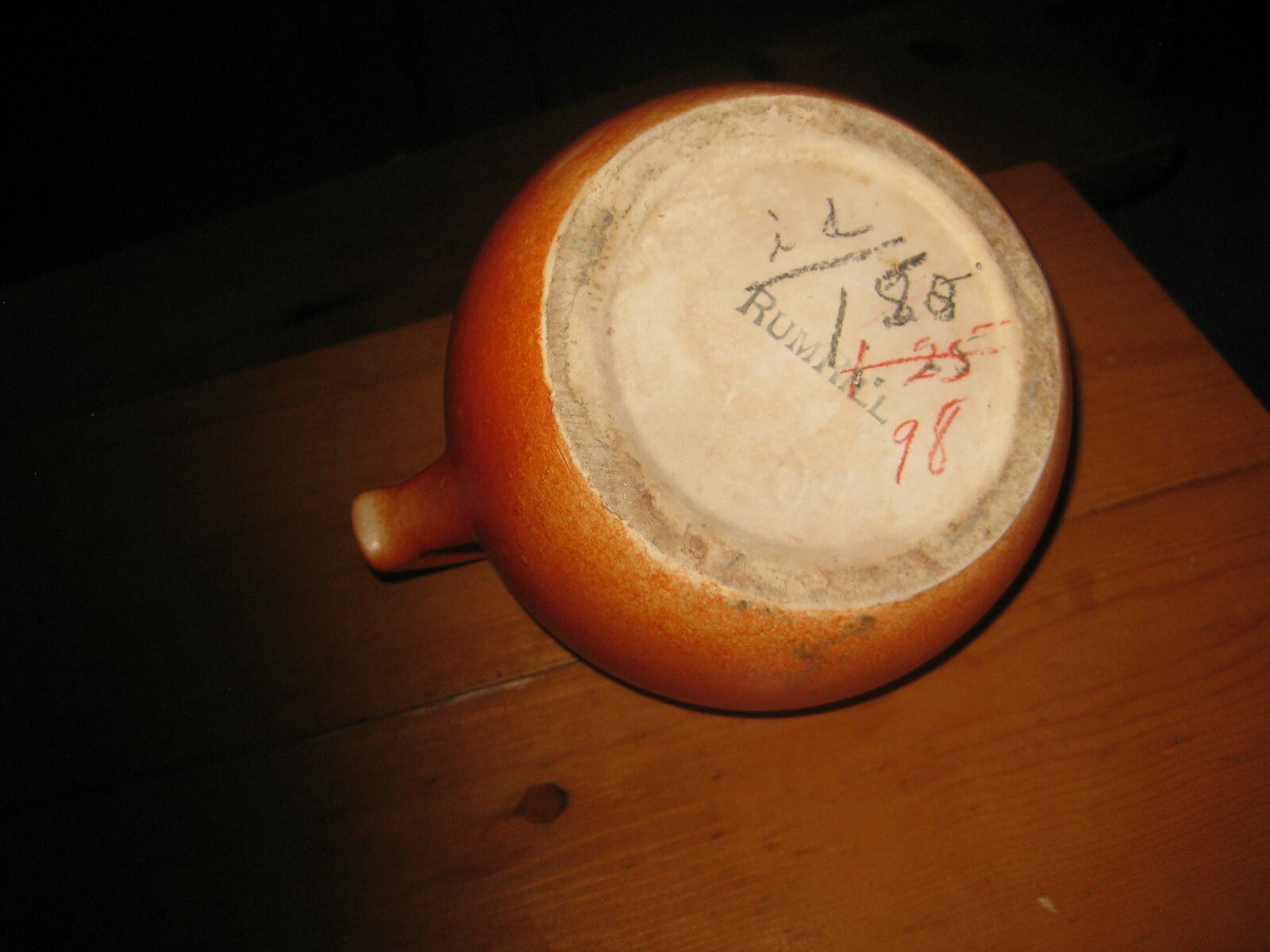 Vtg  Rumrill Pottery #50 Ball Jug Pitcher Burnt Orange Burst Retro Red Wing