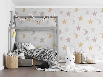 3D Pattern Moon Star White Self-adhesive Removeable Wallpaper Wall Mural1 1721