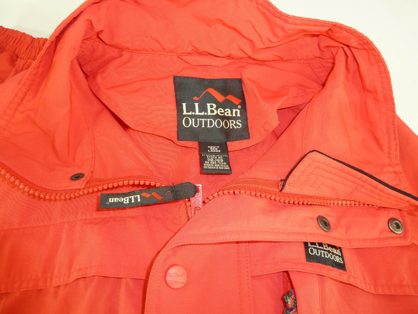 LL Bean Outdoors Anorak Jacket, Red, Storm Flap, Hooded LL Bean Outdoors Anorak Jacket, Red, Storm Flap, Hooded