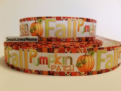 Grosgrain Ribbon Fall Pumpkin Patch Thanksgiving Pumpkins Harvest Patchwork 7/8''