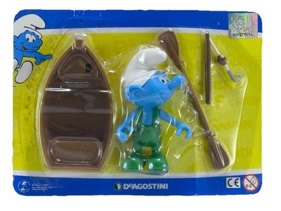 SMURFS PUFFI UN MONDO DI MESTIERI PUFFO PESCATORE DE AGOSTINI ALTAYA 2013 RARE