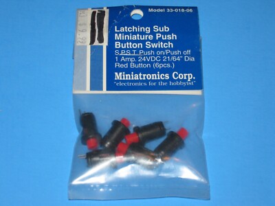 Miniatronics Corp. #33-018-06, Latching Sub Mini Push Button Switch, SPST (6 pc)