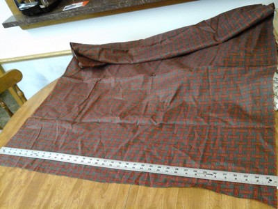 Vintage Cotton Blend Fabric Red & Blue Geometric Gold Paisley on Green 2 Yd/36