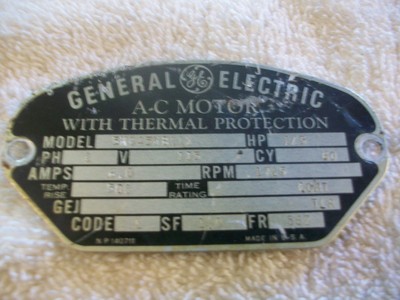 Nameplate or Badge & Screws from Vintage General Electric AC Motor 5KC45KB11X