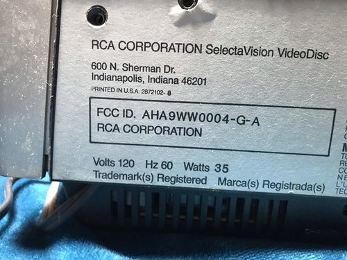 RCA SelectaVision CED Video Disc Player Model SGT 101 Parts or Repair
