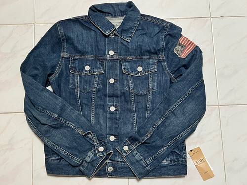 Polo Ralph Lauren 1967 Blue Denim Button Jacket USA Flag