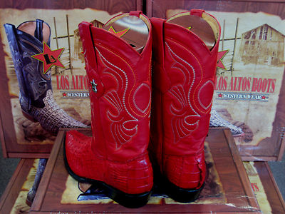 Pre-owned Los Altos Boots Los Altos Women Red Genuine Crocodile Tail Western Cowboy Boot (m) L091121