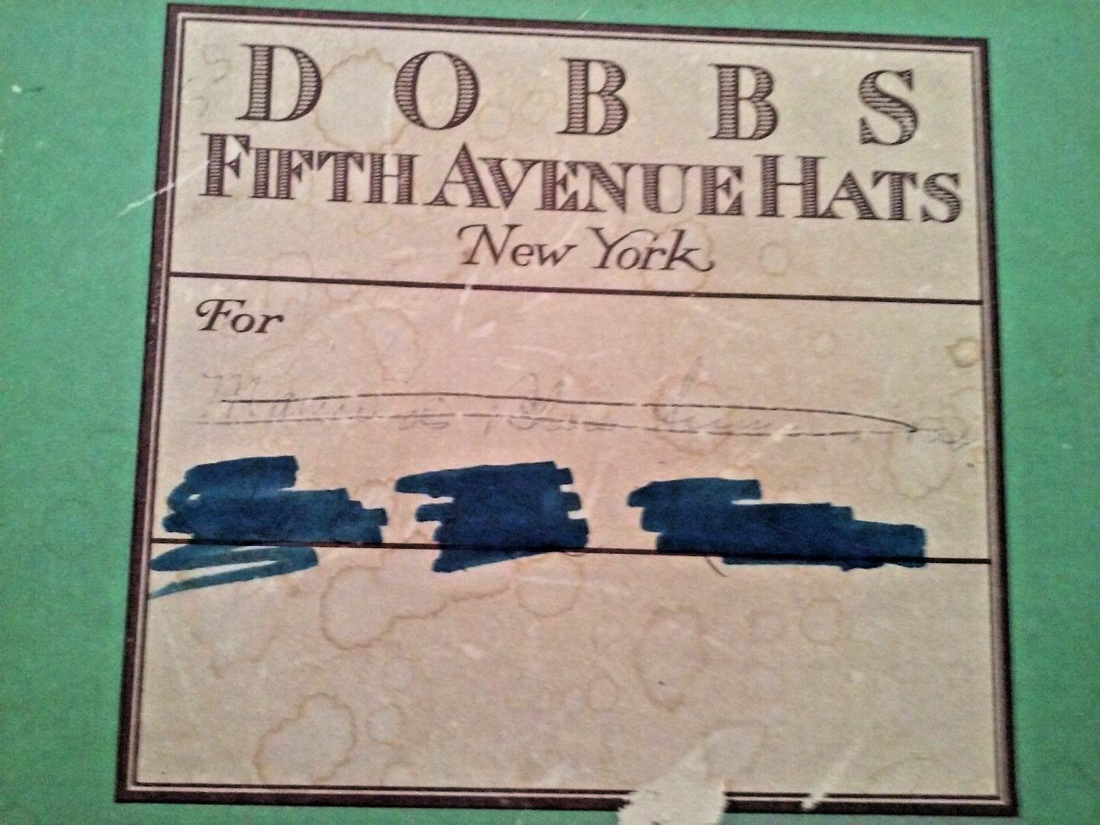 Vtg Dobbs Fifth Avenue NYC Green & Brown Cardboard Hat Box RARE