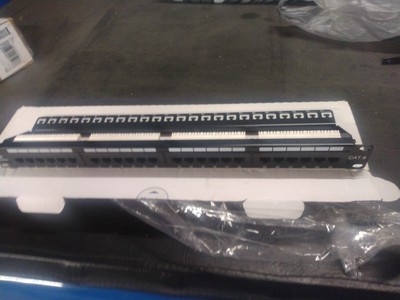 Rackmount or Wall Mount 1U 24-Port Cat 6 Network Patch Panel w/ Support Bar #7j