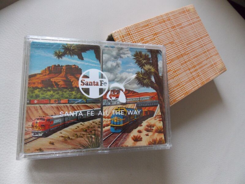  Sealed *Santa Fe All The Way Railway Railroad Train Playing Cards 2  Deck Case