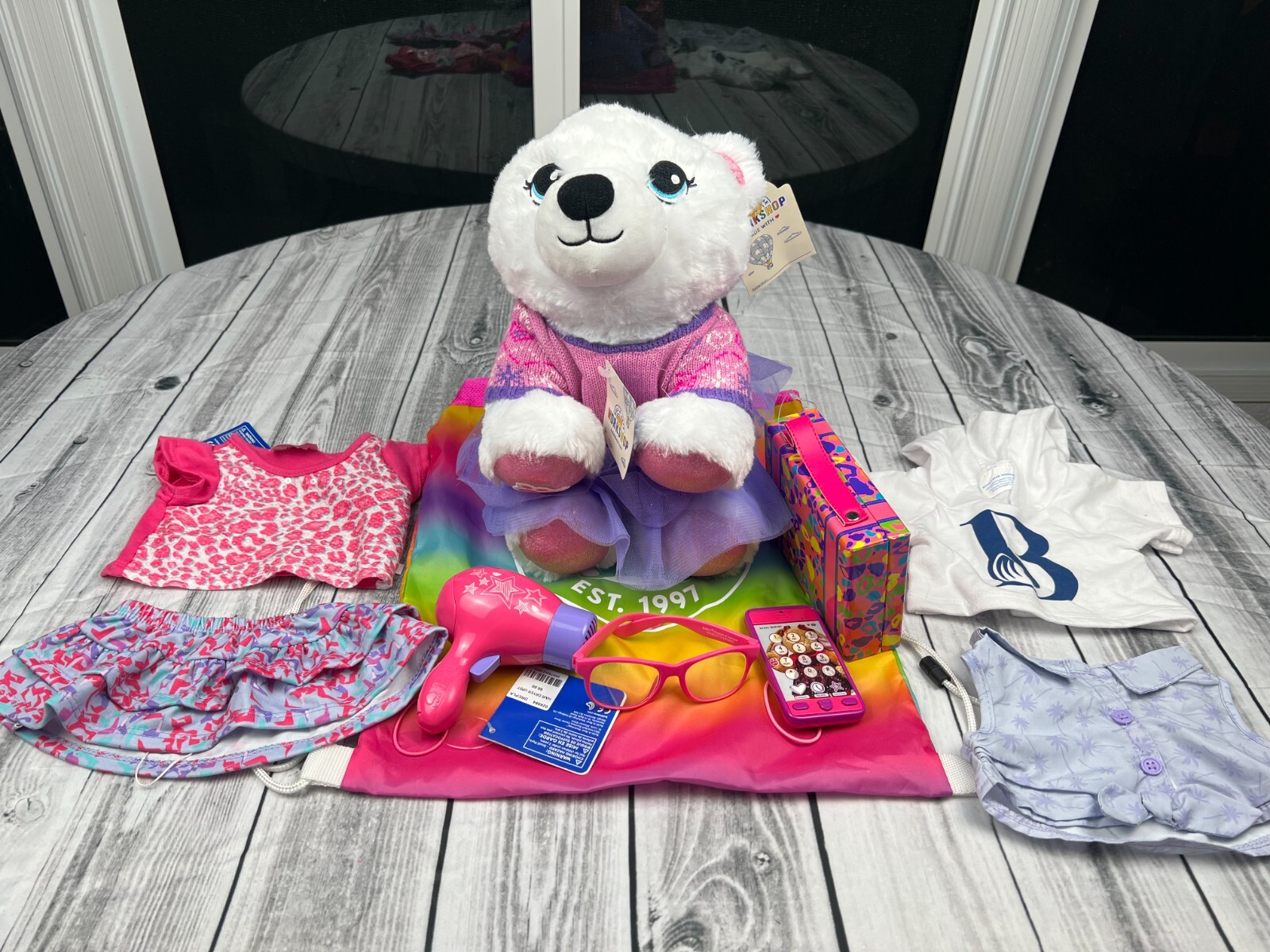 Build A Bear PLAYFUL POLAR BEAR 14"  w/Clothing and Accessor