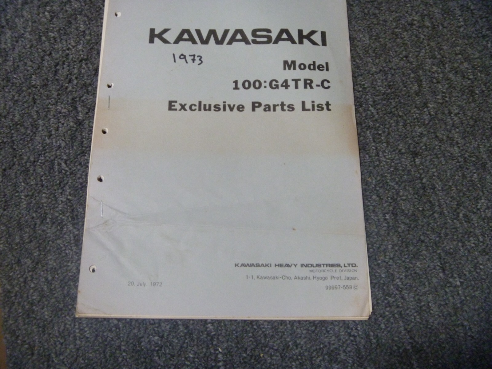 1973 Kawasaki 100:G4TR-C Trail Boss Motorcycle Parts Catalog 1973 Kawasaki 100:G4TR-C Trail Boss Motorcycle Parts Catalog