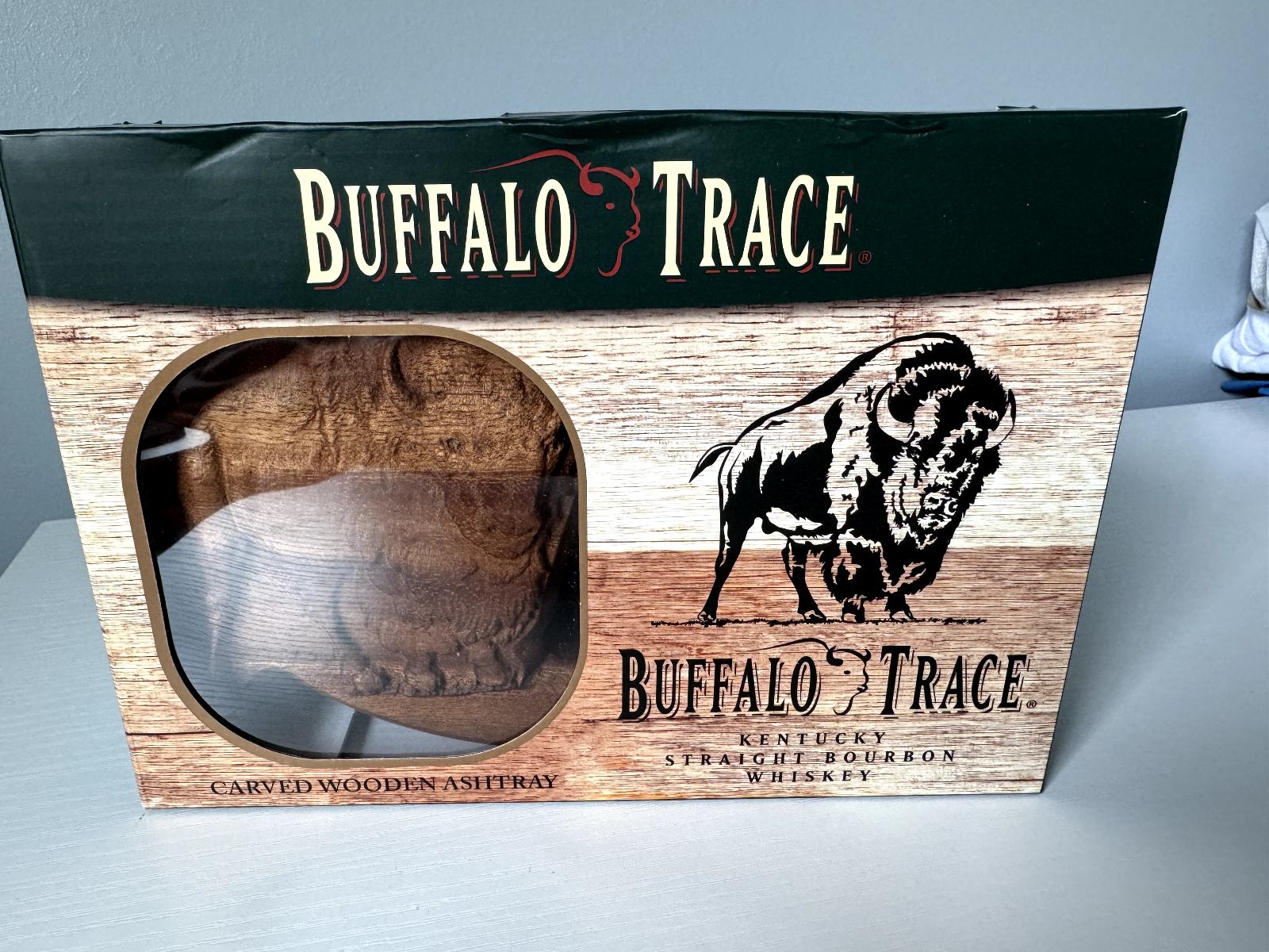 Buffalo Trace Carved Wooden Cigar Ashtray - New