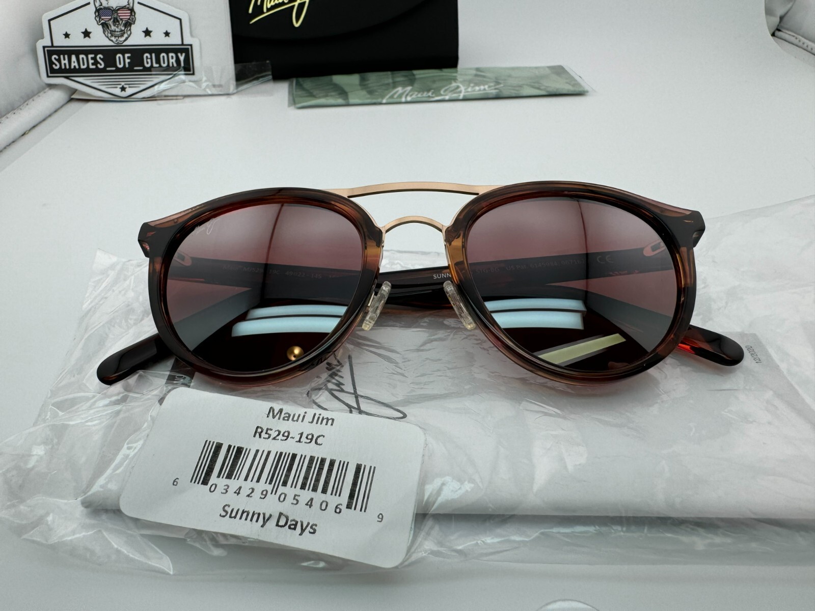Pre-owned Maui Jim Sunny Days Mj 529-19c Espresso Smoke Maui Rose Red Polarized Sunglasses In Pink
