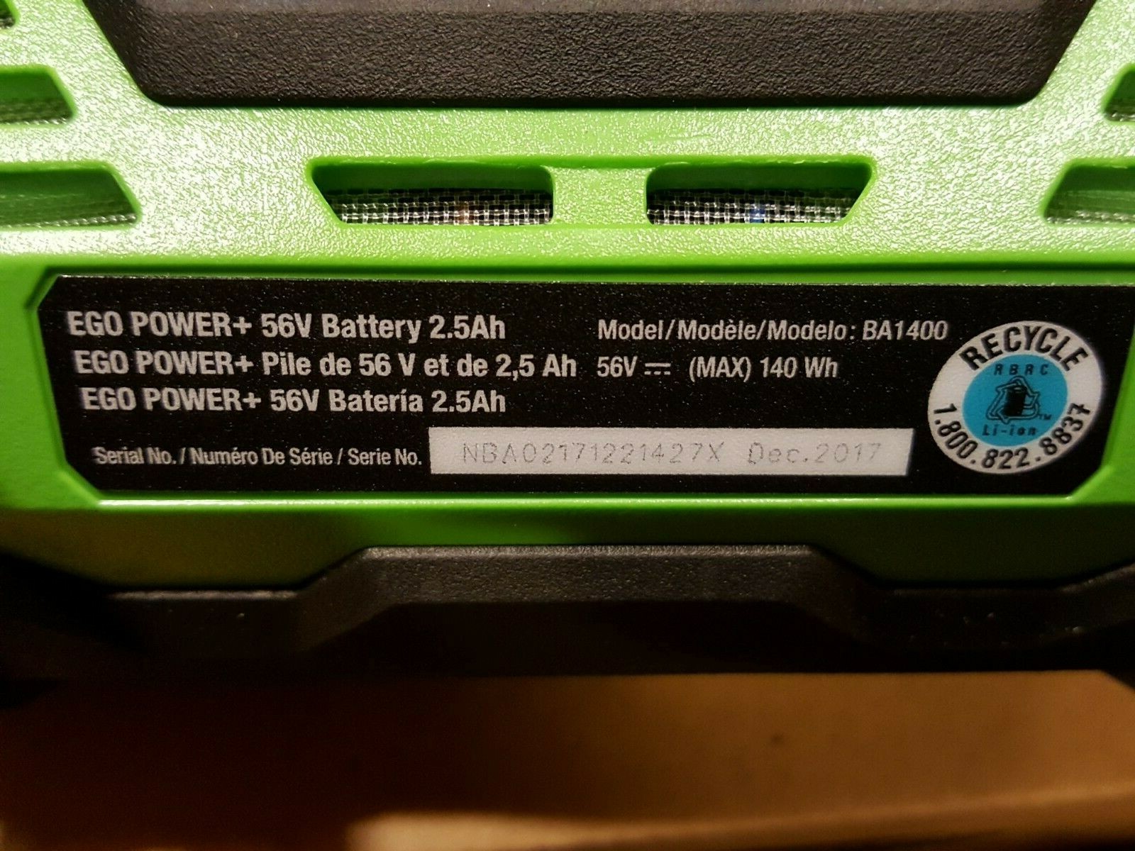 New Ego 56V BA1400 2.5Ah battery with charger