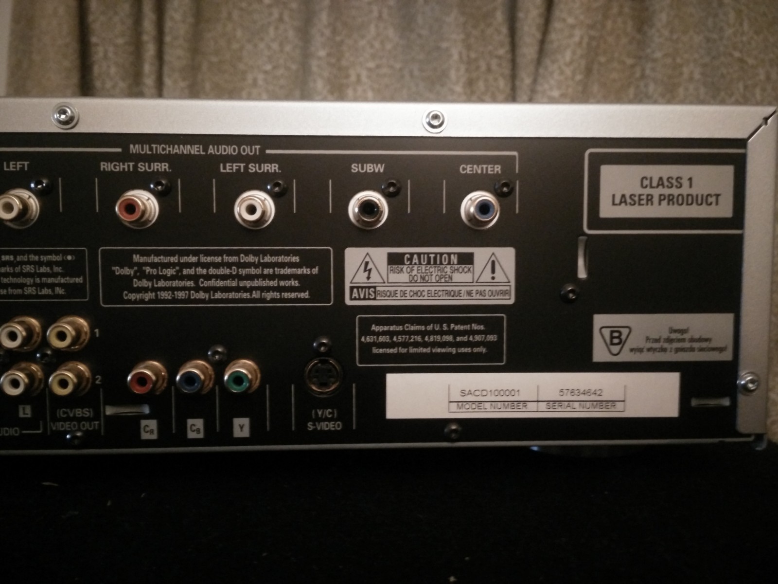 Philips SACD 1000 CD DVD hifi player surround sound home theater +Remote Manual