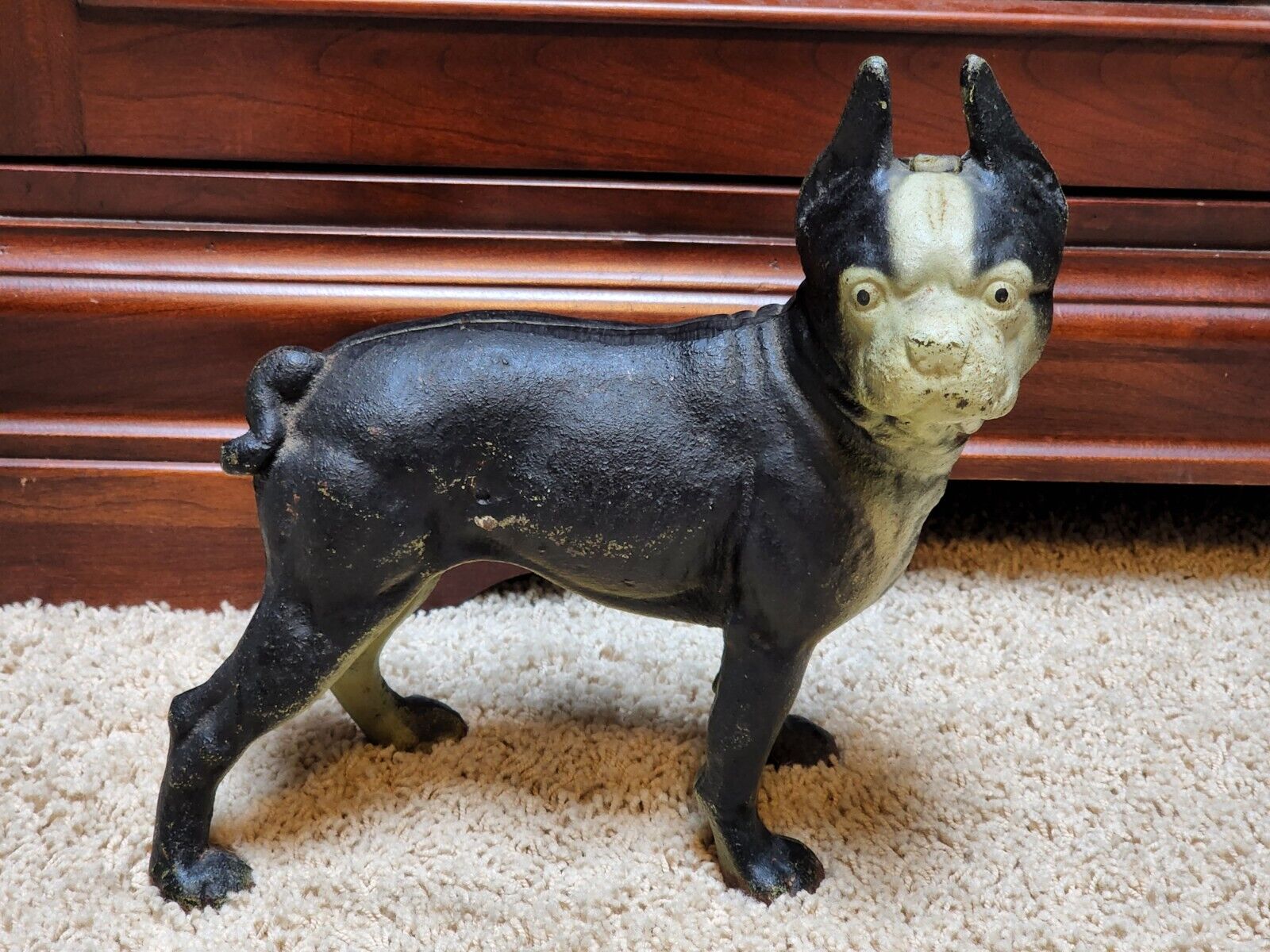 Vintage Cast Iron Boston Terrier Dog Door Stop 10 Tall eBay