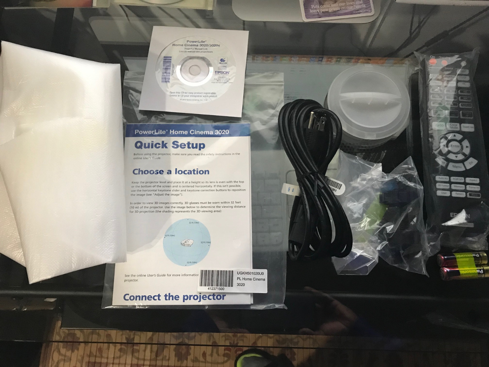 OEM Epson Bundle Remote-Power Cord-Lens Cap & More - PowerLite Home Cinema 3020