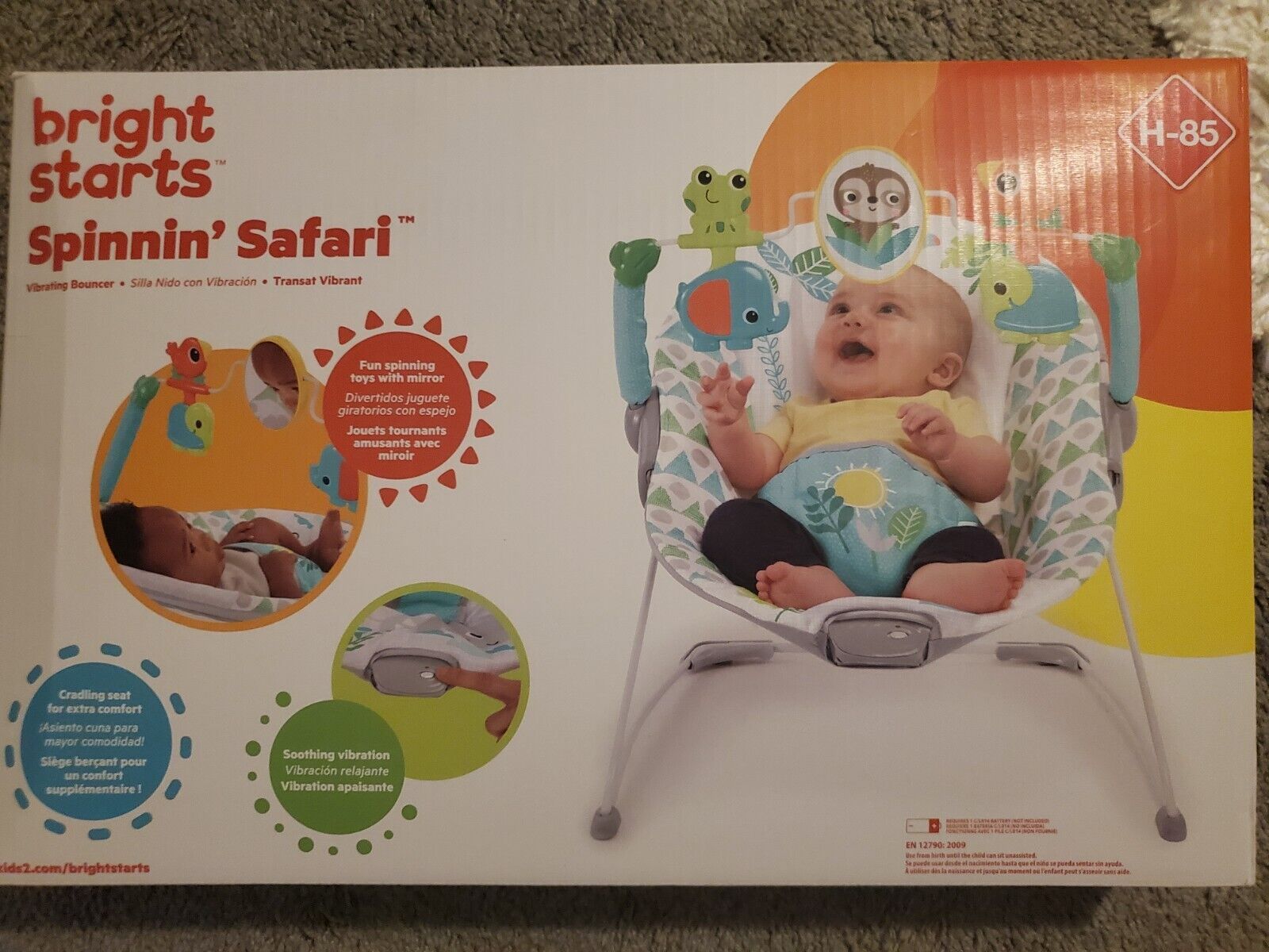 Bright Starts Spinnin' Safari Vibrating Bouncer for Baby