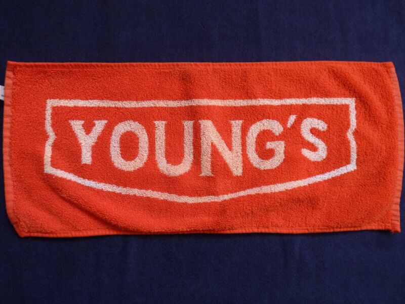 Young’s Brewery British Pub Bar Towel Red White 17-1/2” x 8”