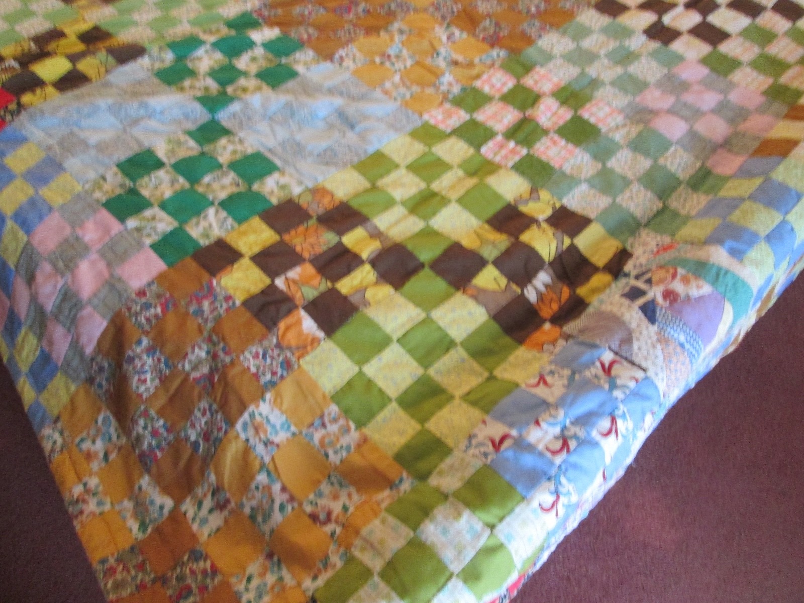 VINTAGE HAND MADE PATCHWORK QUILT TOP UNFINISHED 86