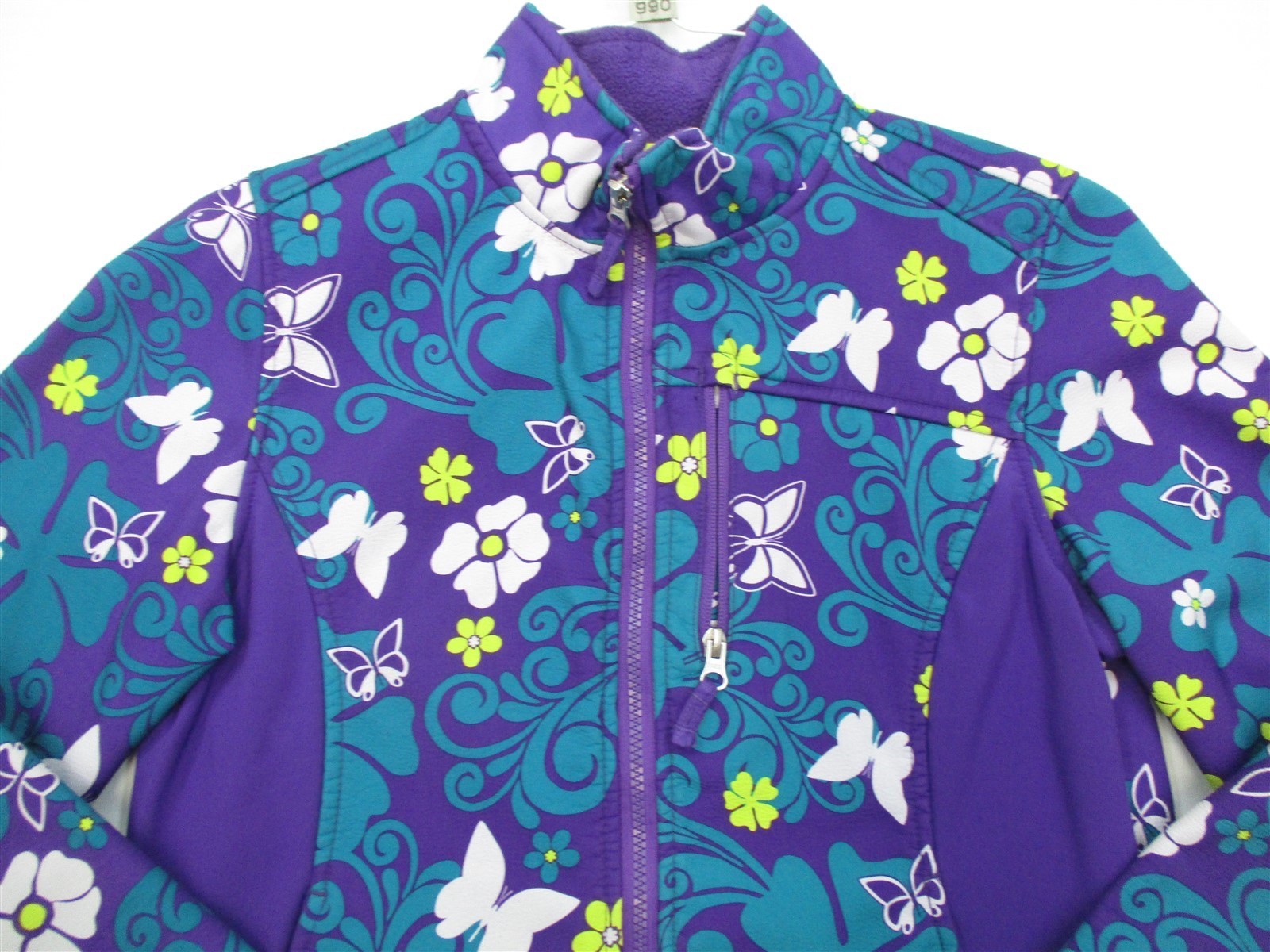 MOUNTAIN XPEDITION #K2990 Girls Size XL  Zip Up Lined Teal Floral Purple Jacket