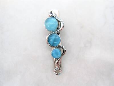 Small  blue stone silver metal alligator hair claw clip clamp for fine thin hair