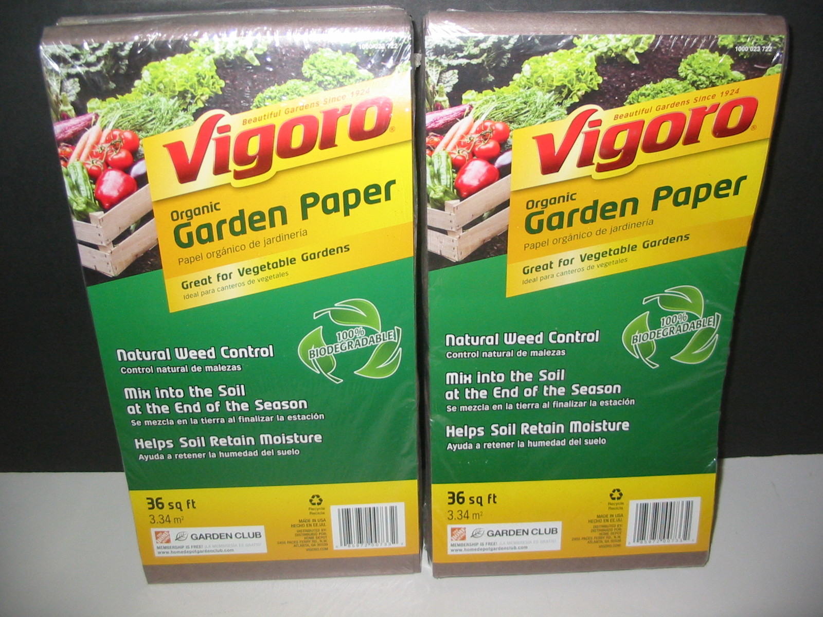 2 Pk 36 sq ft=72 Organic Garden Paper Raised Bed Natural Weed Vigoro Control USA
