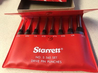 STARRETT 8PC DRIVE PIN PUNCH SET IN CASE #S565PC  #52587 