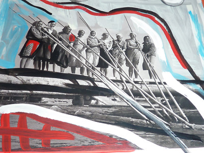 Bauern Kolchose in Sibirien UDSSR Neodadaismus Collage Antikunst DADA Dadaismus