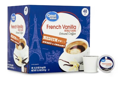 Great Value Arabica French Vanilla Medium Roast Ground Coffee Pods, 48 Ct New