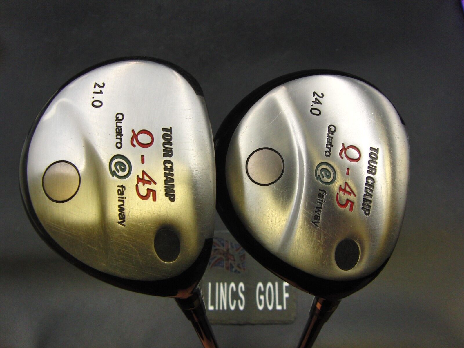 Japanese Set of 2 x Tour Champ Q-45 21° & 24° Woods Regular Graphite Shafts Japanese Set of 2 x Tour Champ Q-45 21° & 24° Woods Regular Graphite Shafts