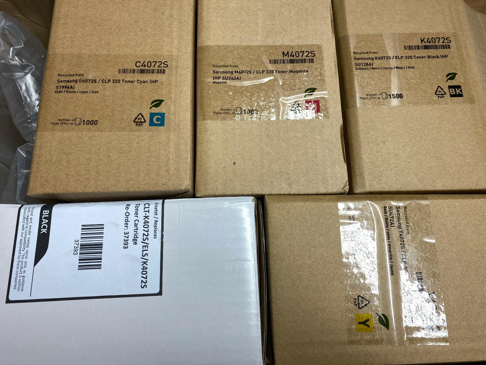 Rebulid Toner für Samsung CLX 3185 4 x nagelneu und OVP, 1 x schwarz used