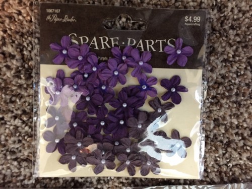 Scrapbooking Card Embellishments - FLOWERS - 3 Sets Purple, Pink, Tan