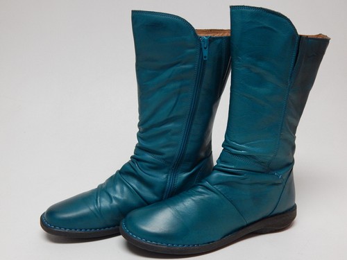 MIZ MOOZ MIZ MOOZ PASS SZ EU 41 W BREIT (US 9.5-10) DAMEN LEDER MITTEL BIKER BOOTS MARINE