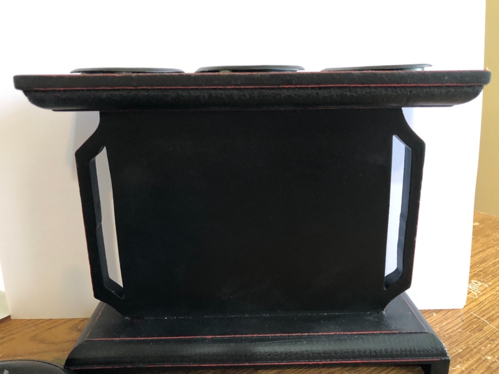 Black Asian Style   3 section Candle  Holder Great condition never used 8” x 5”