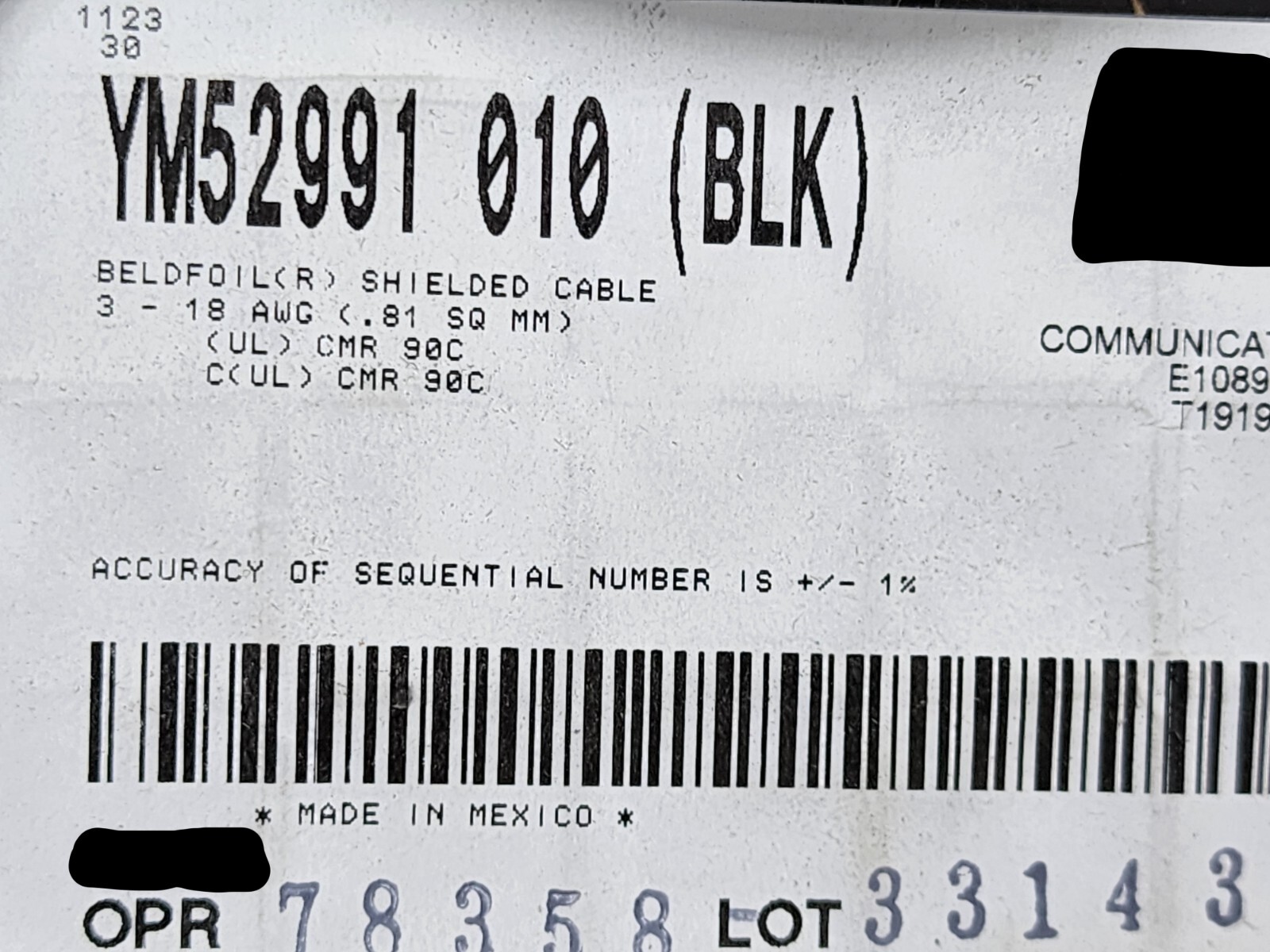 Belden YM52991 18/3C Shielded Commercial Security/Audio