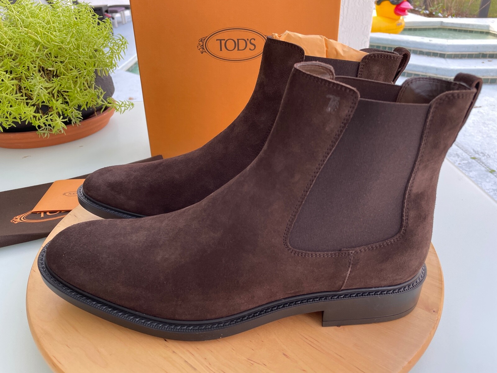 Pre-owned Tod's Italy Men's Brown Suede Ankle Boot Tronchetto Elastico Fondo Gomma 45a