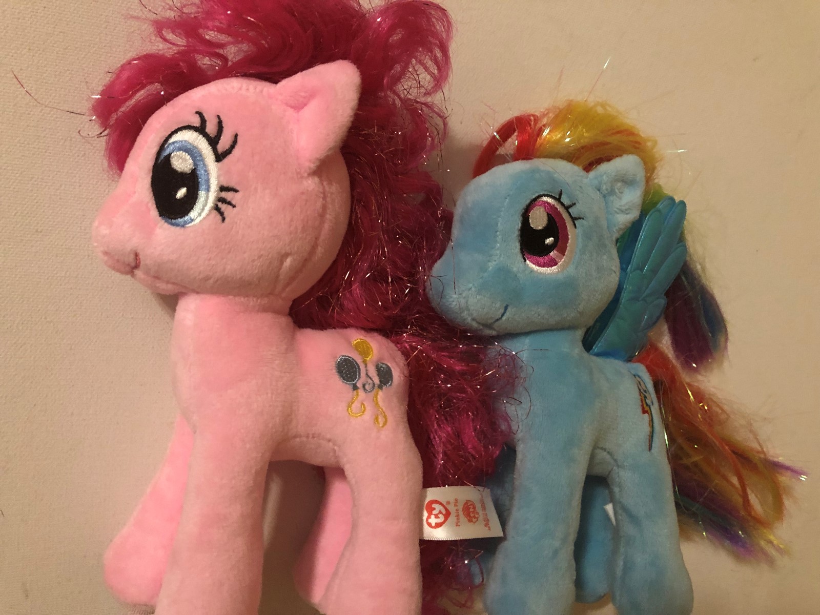 TY Set  MY LITTLE PONY  Brushable  SPARKLE Glimmer Wings RAINBOW DASH PINKIE PIE